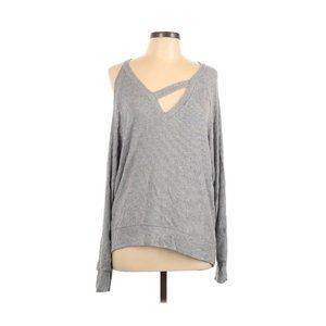 LNA Asymmetric Cut-Out Cold Shoulder Rib Knit Sweater/Top S